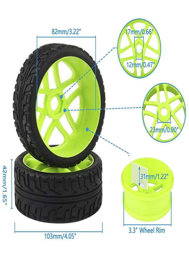 Rowiz RC Tires & Wheels Set (4PCS) - 1/8 Scale 17mm Hex Off-Road Buggy Tires for 1/8 RC Car, Star Rims with Foam Inserts, Green - Image 2